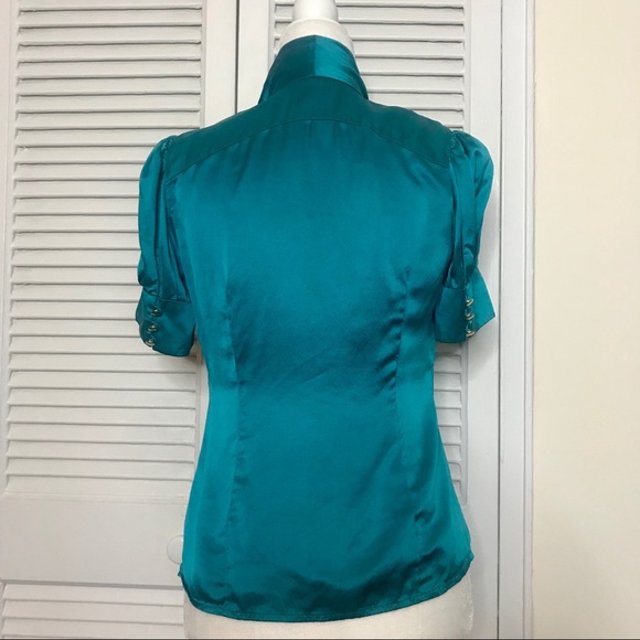 Petite Banana Republic 100% silk teal green blouse - Picture 5 of 5